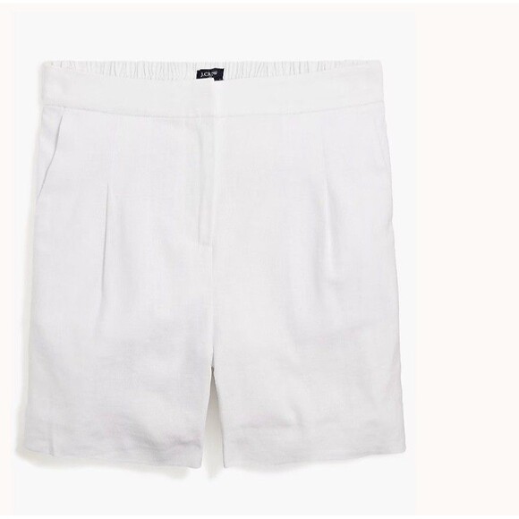 J Crew Factory Women's Linen Blend Pleated Elastic Waist Shorts Size 16 - Picture 1 of 7